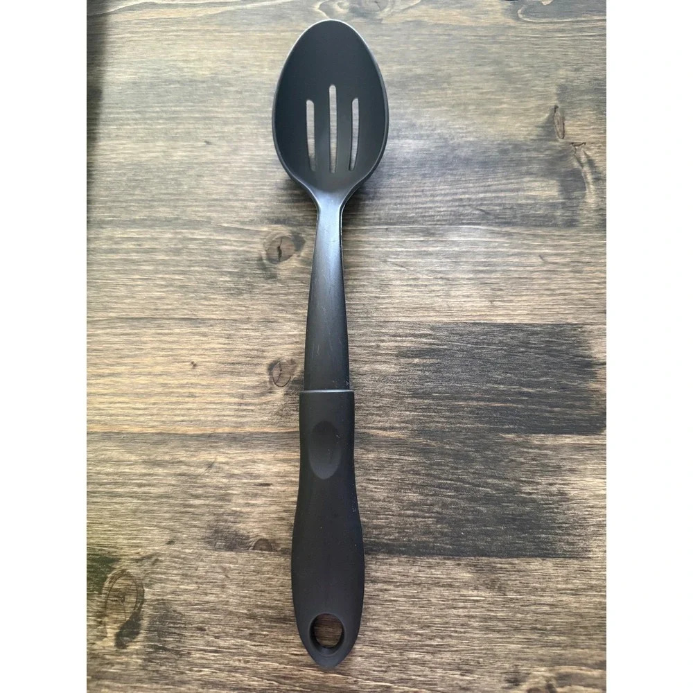 Slotted Serving Spoon Kitchen Utensil Black Excellent Nylon USA
